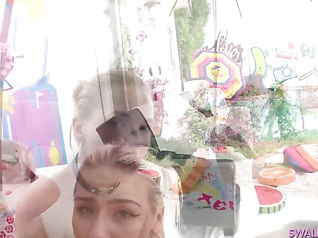 2 girls deepthroat swallow with Abigail Peach and Sloan Harper