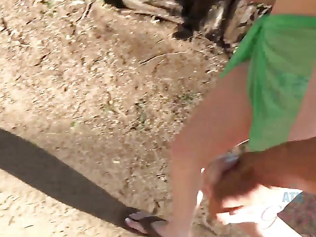 WIld beach sex from your point of view with teenage Melody Marks