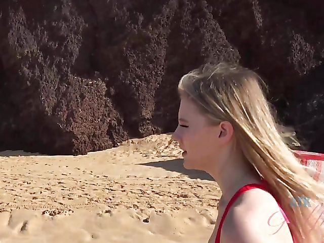 WIld beach sex from your point of view with teenage Melody Marks