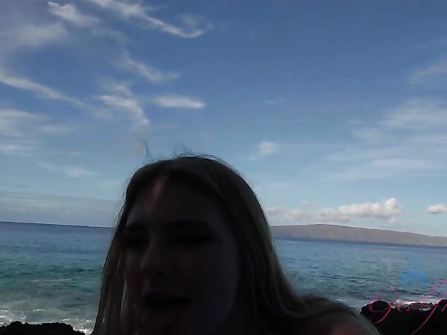 WIld beach sex from your point of view with teenage Melody Marks