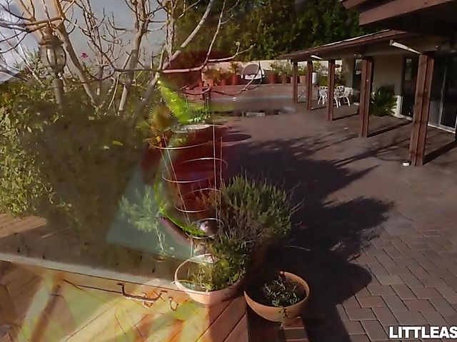 Tiny asian girl in yellow bikini Vina Sky eating watermelon and fucking for cum