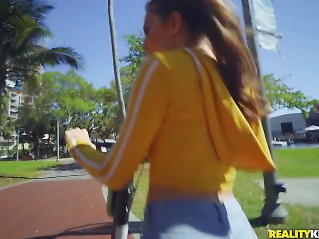 Slutty teen Sofie Reyez loves riding scooters and cocks