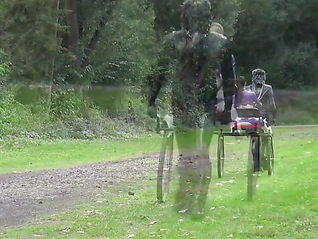 Human pony training outdoors with Mistress Susi's rubber slave