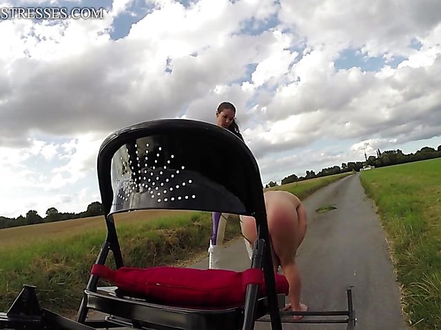 Femdom pony play and whipping on the road with kinky coachwoman Susi