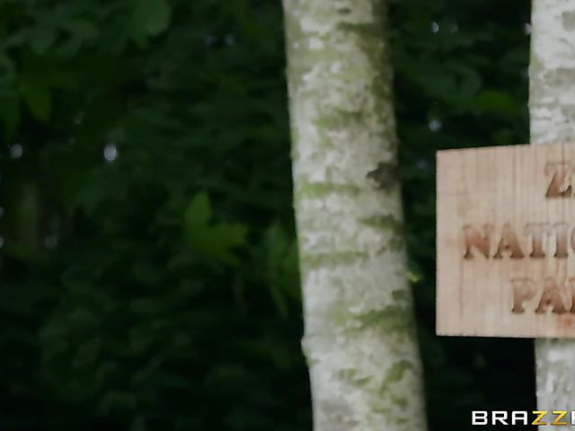 Busty outdoor fuck with extremely hot camper Alice Judge