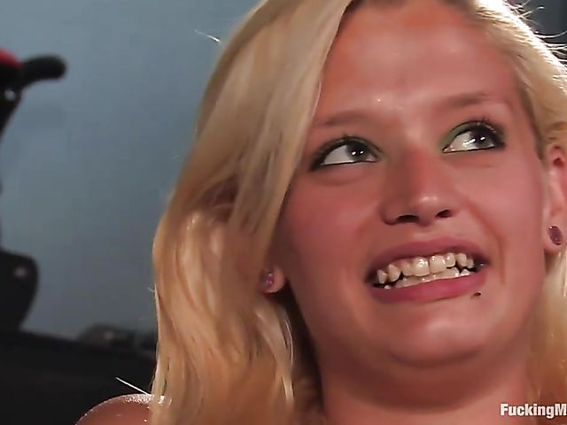 Saggy tits teen Lacey Jane gets machine fucked and loves it