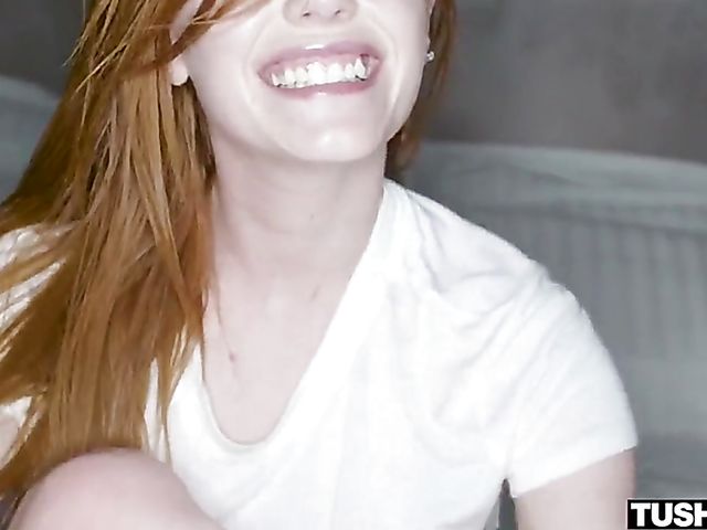 Ella Hughes - Pale redhead anal with a man in black