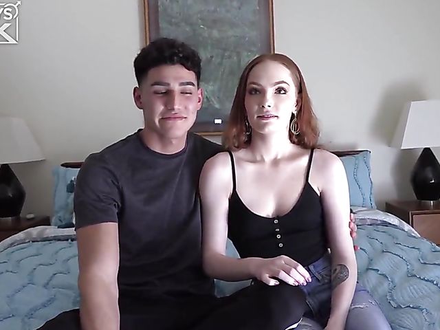 Hot guy pounding his redhead girlfriend in the bedroom