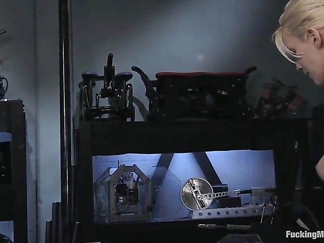 Big titty blonde goddess Raina gets creamy orgasms with a robotic dildo