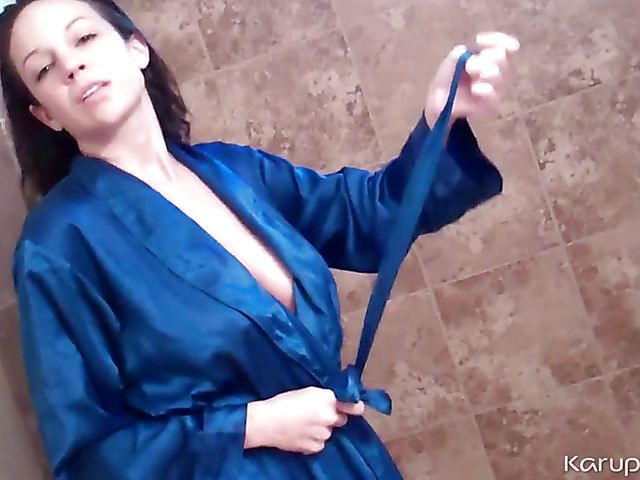 Big tits mom Candace displays her goods in the bathroom