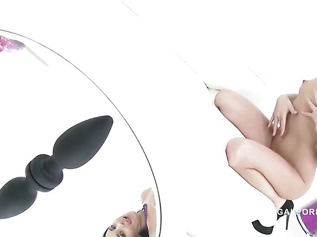 Flirty Russian DP slut Karry Cherry takes three fuck sticks