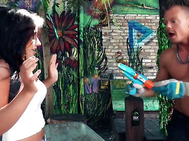 Firm tits girl Lana Roy gets banged by hostel gardener