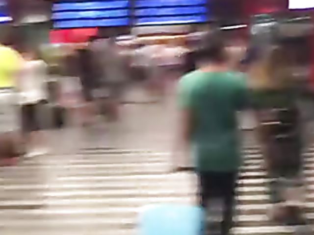 Toilet sex on a public train with his skinny girlfriend