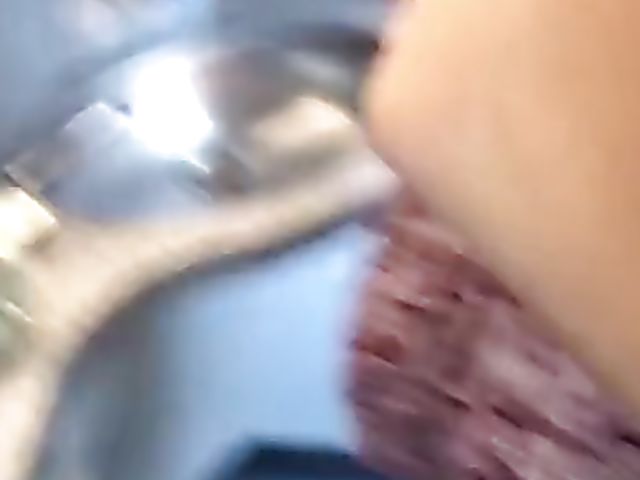 Toilet sex on a public train with his skinny girlfriend