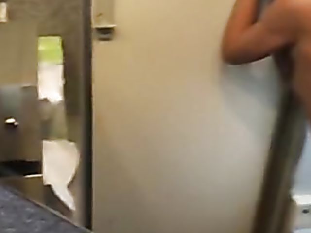 Toilet sex on a public train with his skinny girlfriend