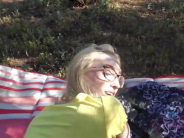 Teen glasses blonde Victoria Gracen gets boned in nature