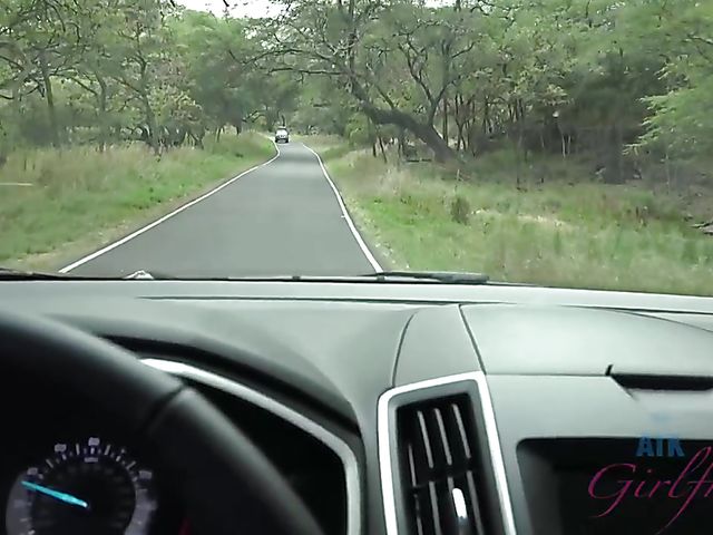 Teen car adventure with bespectacled Lenna Lux fucking in the country 