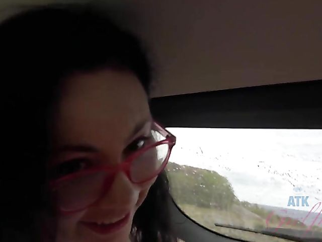 Teen car adventure with bespectacled Lenna Lux fucking in the country 