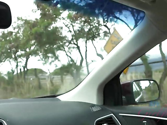 Teen car adventure with bespectacled Lenna Lux fucking in the country 