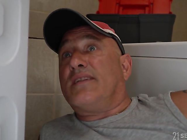 Young naturist Lily Ray loves mature plumber's old dick