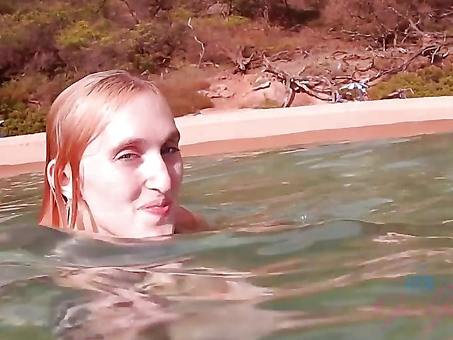 Underwater pussy of his skinny dipping girlfriend Victoria Gracen