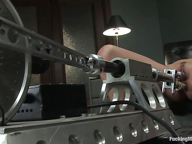 Poppy Morgan's DP orgasm with electric dildo machines