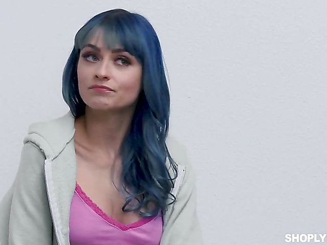 Jewelz Blu - Lustful shoplifter with blue hair and fake tits