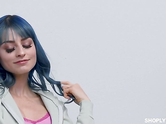 Jewelz Blu - Lustful shoplifter with blue hair and fake tits