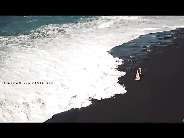 Olivia Sin & Emylia Argan - Sensual lesbian love by the ocean 