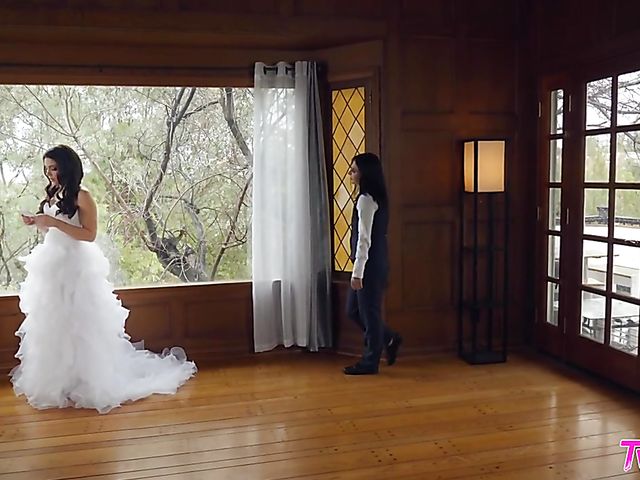 Bride Valentina Nappi lesbian fun with tattooed bridesmaid Joanna Angel