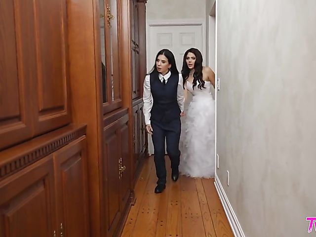 Bride Valentina Nappi lesbian fun with tattooed bridesmaid Joanna Angel