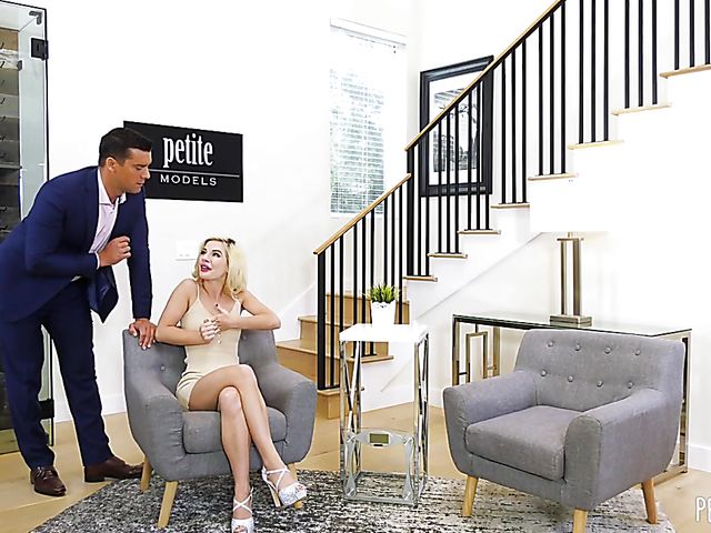 Small blonde Bella Rose takes off her tiny dress and gets banged