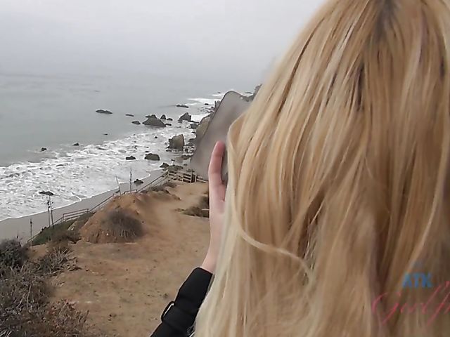 Bikini teen Charlyse Angel shows her titties and slit outdoors