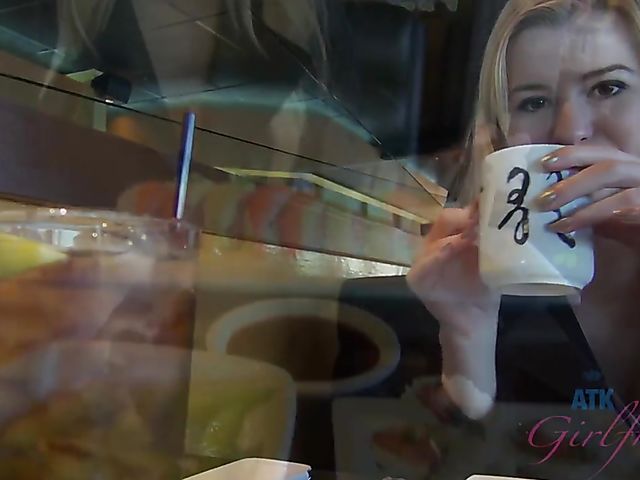 Bikini teen Charlyse Angel shows her titties and slit outdoors