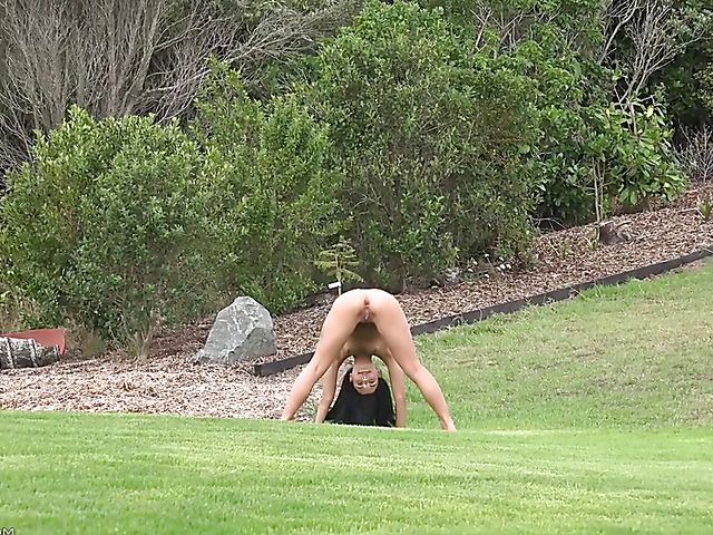 Gina Valentina - Raven haired nude teen posing outdoors in New Zealand