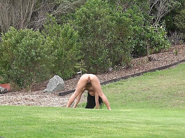 Gina Valentina - Raven haired nude teen posing outdoors in New Zealand