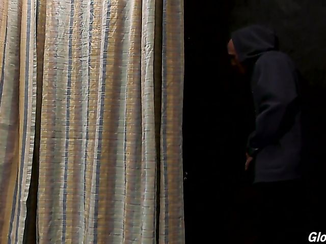 Gloryhole interracial fun with huge tittied curly mom Sara Jay