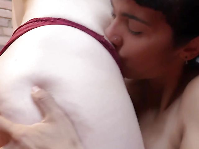 Shaved Ivory Mae and her hairy lesbian girlfriend Allegra