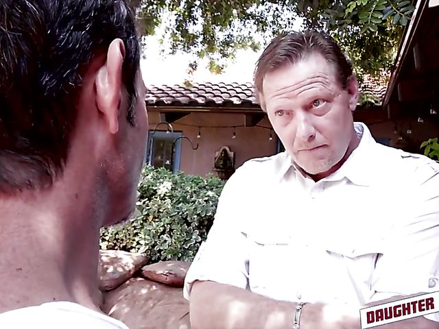 Daughter and dad backyard foursome with Nathalie Knight and Jaycee Starr