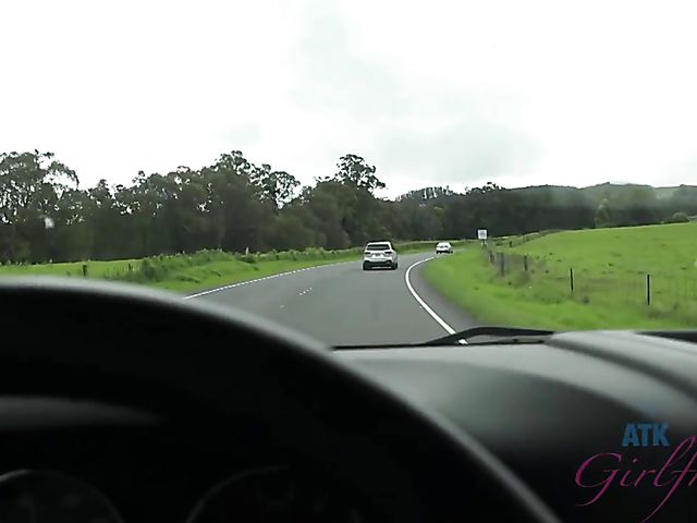 Teen bikini girl Kate Bloom diving and showing her twat in the car