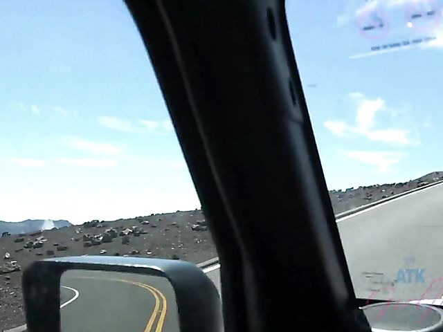 Teen bikini girl Kate Bloom diving and showing her twat in the car