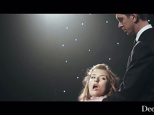 Hardcore fuck in fishnets with hot actress Mia Melano on stage