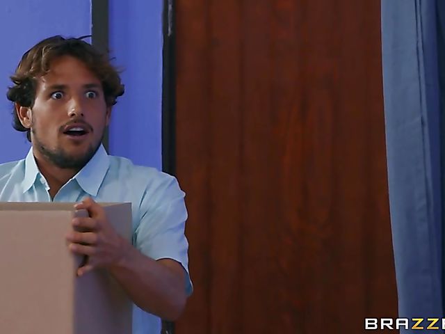 Tyler Nixon helps big boobs MILF Reagan Foxx with her new bra