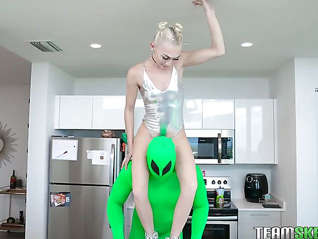 A green guy from the outer space fucks petite teen Chloe Temple  