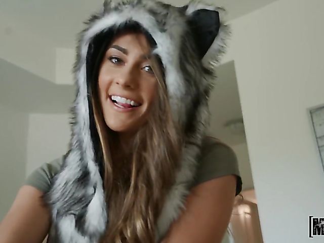 Red panties fuck in POV with bear hat girl MacKenzie Mace