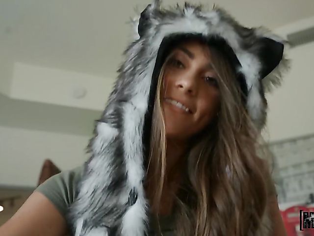 Red panties fuck in POV with bear hat girl MacKenzie Mace