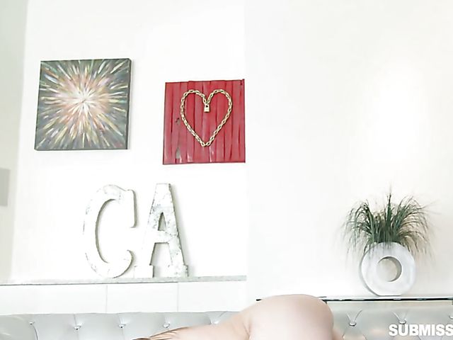 Submissive teen Alison Rey sucks her dildo and gets ploughed