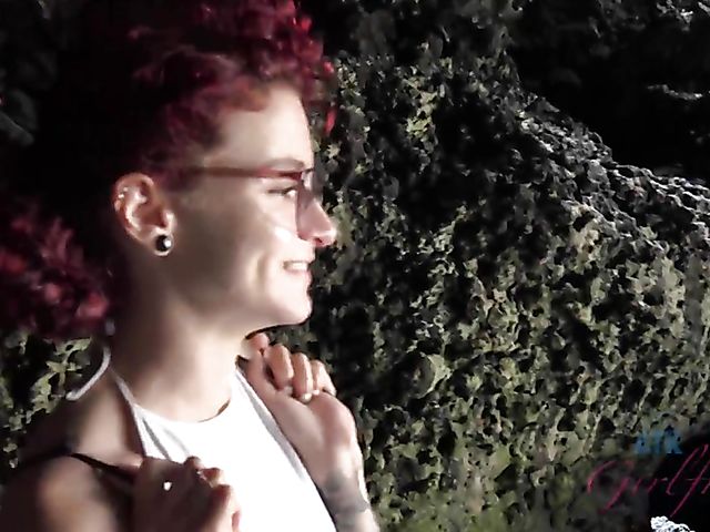 Smoking teen Lola Fae gets fingered in the car and blows outdoors