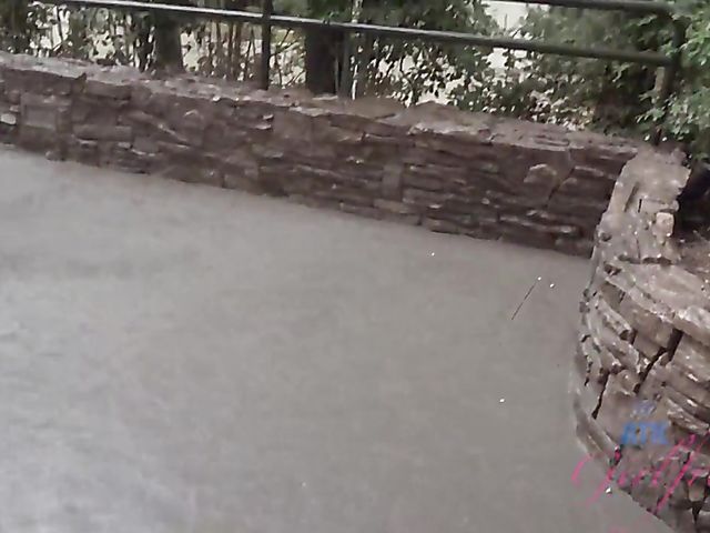 Sexy girlfriend Brooke Wylde displays her big wet tits in the bathtub