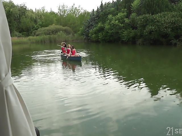 Lesbian outdoor 3some with anal toys featuring Stella Flex, Alexa Flexy and Cayenne Hot